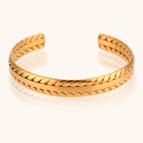 Acero Inoxidable Chapados en oro de 18k Estilo Simple Bloque De Color Brazalete