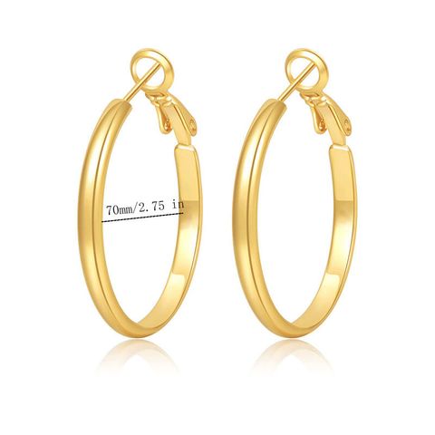 1 Pair Elegant Round Handmade Alloy Metal White Gold Plated Gold Plated Hoop Earrings