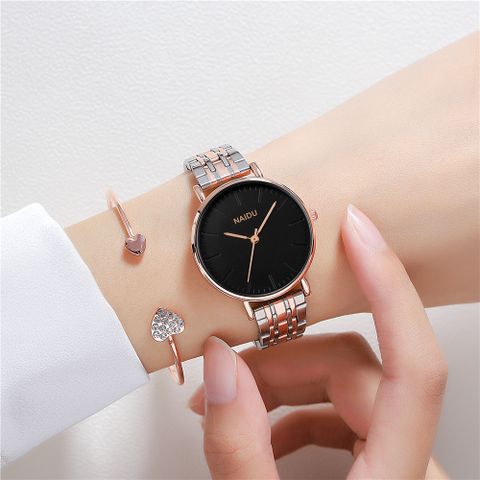 Simple Style Solid Color Double Side Snaps Quartz Women's Watches
