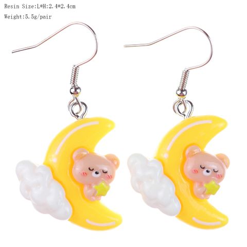 1 Pair Cartoon Style Cute Star Moon Plastic Drop Earrings
