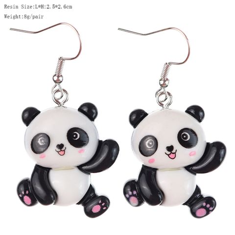 1 Pair Cartoon Style Cute Panda Plastic Drop Earrings