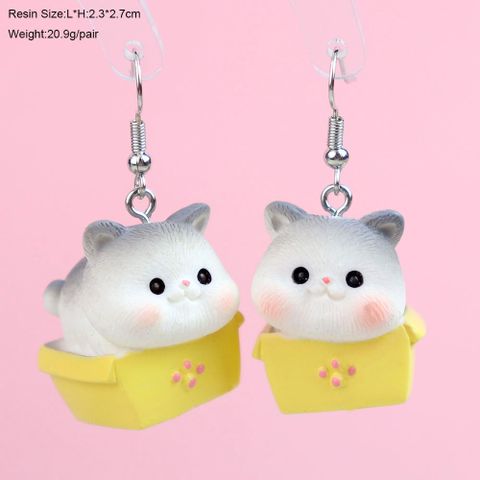 1 Pair Cartoon Style Cute Cat Plastic Drop Earrings