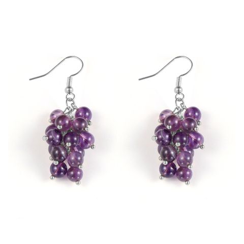 1 Pair Sweet Simple Style Grape Stoving Varnish Stone Drop Earrings