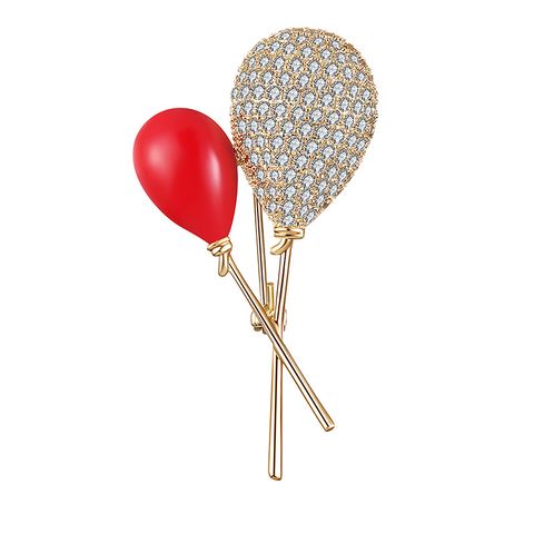 Elegant Balloon Copper Inlay Zircon Women's Brooches