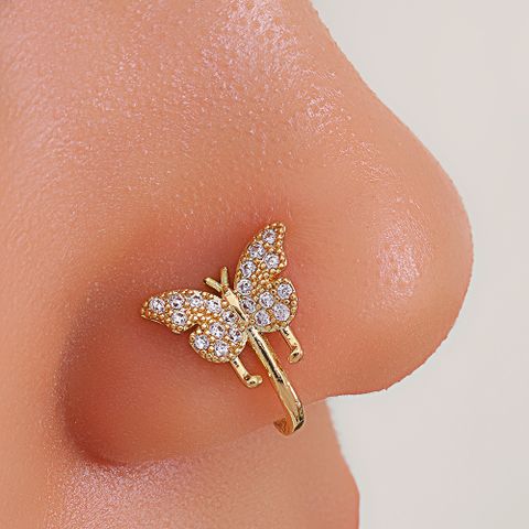 1 Piece Nose Rings & Studs Elegant Butterfly Copper Plating Nose Ring