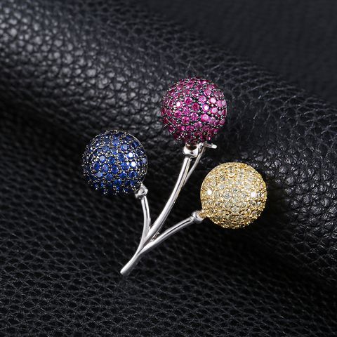 Elegant Color Block Flower Copper Plating Women's Brooches