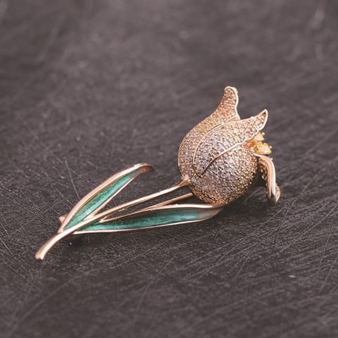 Elegant Rose Copper Women's Brooches