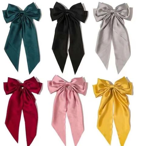 Women's Elegant Bow Knot Cloth Tassel Pleated Hair Clip