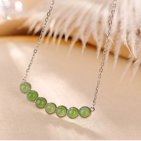 Sterling Silver Elegant Simple Style Geometric Plating Artificial Gemstones Pendant Necklace