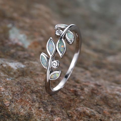 Wholesale IG Style Elegant Leaf Copper Opal Rings