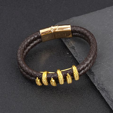 Retro Geometric Pu Leather Alloy Plating Unisex Bracelets