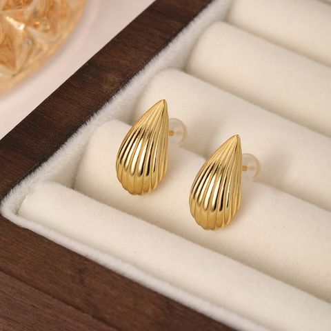 1 Pair Simple Style Shell Sterling Silver Gold Plated Ear Studs