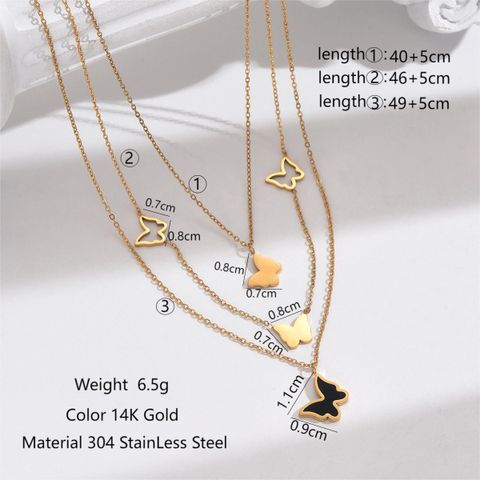 304 Stainless Steel Arylic Imitation Pearl 14K Gold Plated Elegant Simple Style Classic Style Inlay Round Bee Butterfly Zircon Layered Necklaces