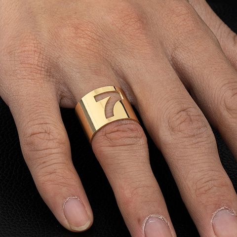 Casual Simple Style Number Ferroalloy Hollow Out Men's Open Rings