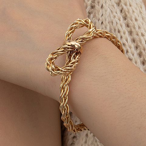 Sweet Simple Style Bow Knot Ferroalloy Wholesale Cuff Bracelets