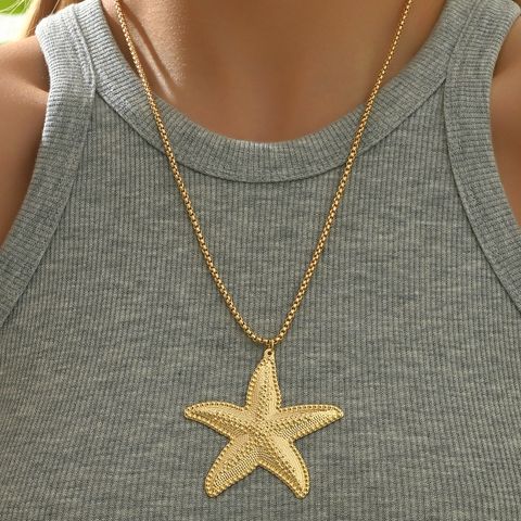 Wholesale Jewelry Vintage Style Exaggerated Starfish Alloy Iron Zinc Pendant Necklace