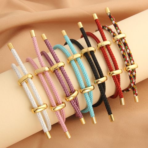 Hip-Hop Simple Style Color Block Wire Rope Copper Buckle Women's Wristband