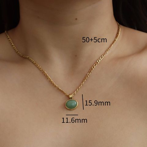 Wholesale Simple Style Geometric Natural Stone Copper Inlay Gem Necklace