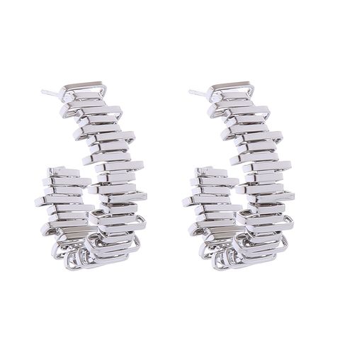 1 Pair Elegant Luxurious Simple Style C Shape U Shape Solid Color Alloy Gold Plated Silver Plated Earrings
