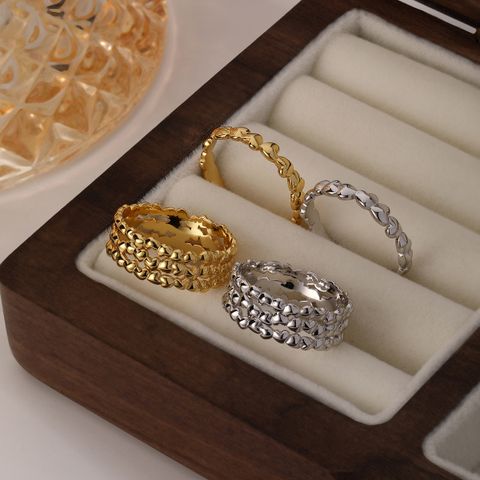 Sterling Silver White Gold Plated Gold Plated IG Style Simple Style Double Heart Heart Shape Rings