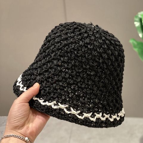Women's Casual Solid Color Hollow Out Flat Eaves Bucket Hat