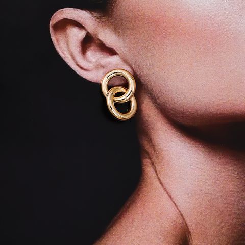 1 Paire Style IG Style Simple Cercle Placage Alliage Boucles D'oreilles