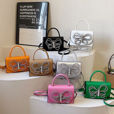 Women's Small Pu Leather Bow Knot Streetwear Magnetic Buckle Handbag