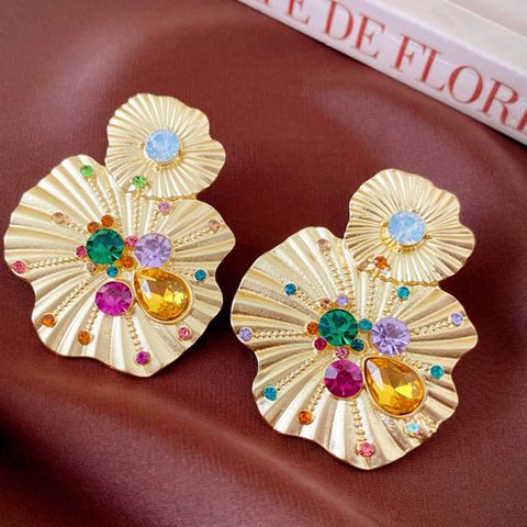 1 Pair Classical Luxurious Color Block Inlay Alloy Rhinestones Drop Earrings