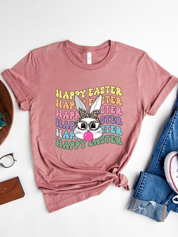 Women's T-shirt Short Sleeve T-Shirts Printing Casual Streetwear Rabbit Letter