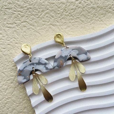1 Pair Simple Style Leaf Plating Alloy Soft Clay 14K Gold Plated Dangling Earrings