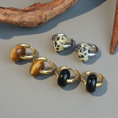 1 Paar Einfacher Stil Geometrisch Achat Tigerauge Kupfer Ohrringe