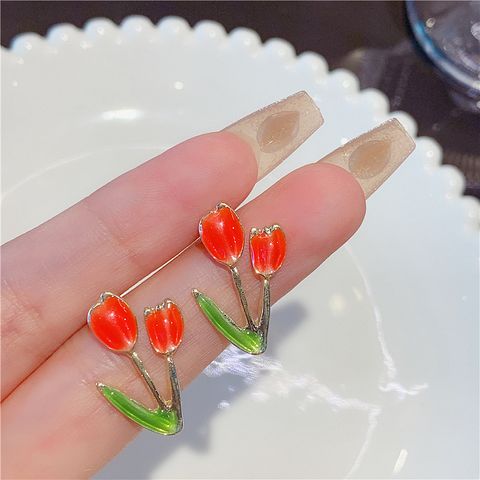 Sweet Flower Alloy Women's Ear Studs 1 Pair