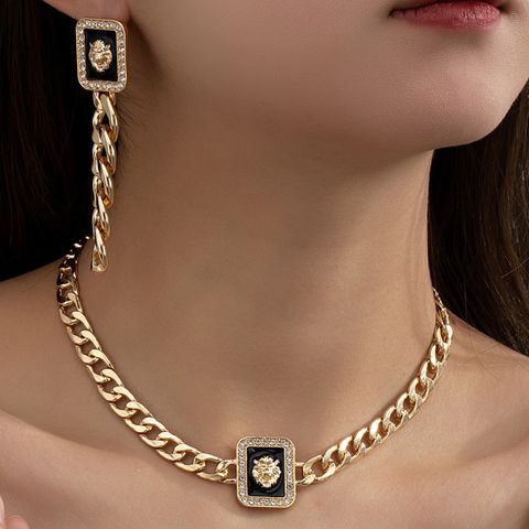 Classic Style Commute Lion Alloy Inlay Rhinestones Women's Jewelry Set