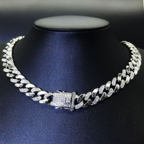 Hip-Hop Geometric Alloy Diamond Men's Necklace
