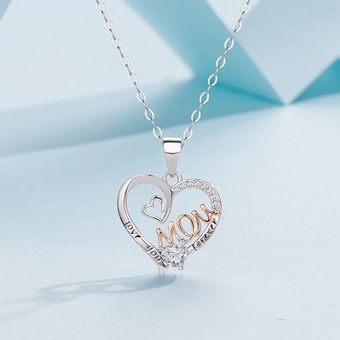 Sterling Silver Elegant Simple Style Letter Heart Shape Plating Pendant Necklace