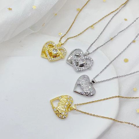 Titanium Steel Copper Elegant Simple Style Heart Shape Plating Pendant Necklace