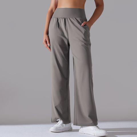 Simple Style Solid Color Active Bottoms Nylon Cotton Blend Casual Pants Activewear