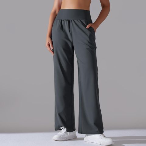 Simple Style Solid Color Active Bottoms Nylon Cotton Blend Casual Pants Activewear
