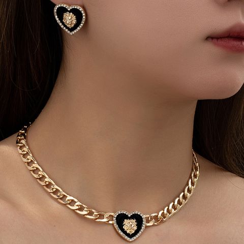 IG Style Classic Style Animal Heart Shape Ferroalloy Inlay Rhinestones Women's Jewelry Set
