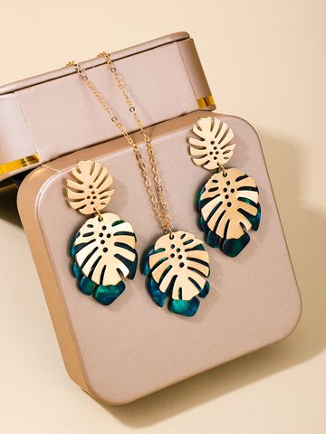 Casual Nordic Style Leaves Alloy Women's Earrings Necklace Jewelry Set