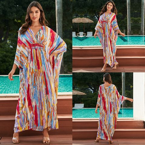 Women's Color Block Simple Style Cover Ups