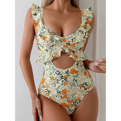 Women's Casual Flower 1 Piece One Piece Swimwear