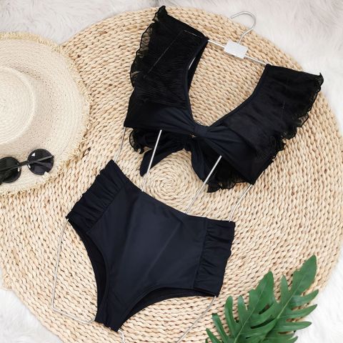 Women's Solid Color 2 Pieces Set Bikinis Swimwear