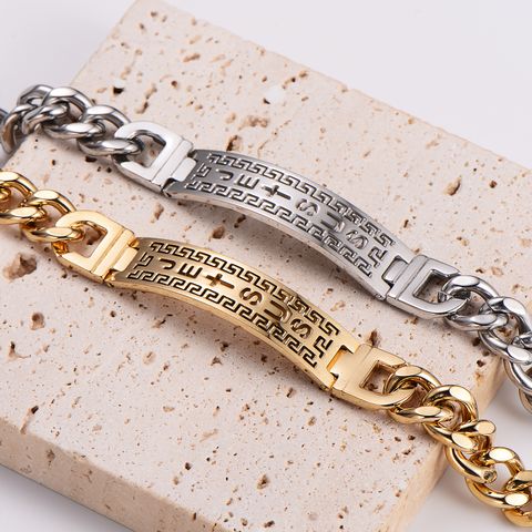 Hip Hop Felsen Brief Rostfreier Stahl 18 Karat Vergoldet Männer Armbänder