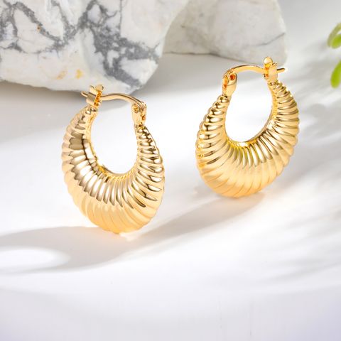 1 Pair Casual Simple Style Round Copper 18K Gold Plated Hoop Earrings