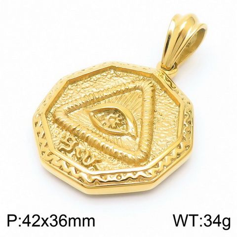 1 Piece 42*36mm Stainless Steel 18K Gold Plated Devil's Eye Hammered Pendant