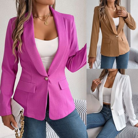 Women's Coat Long Sleeve Blazers Classic Style Streetwear Solid Color