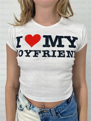 Women's T-shirt Half Sleeve T-Shirts Simple Style Letter Heart Shape