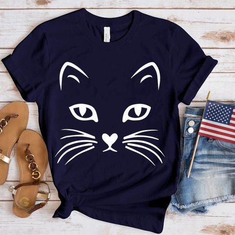 Women's T-shirt Short Sleeve T-Shirts Casual Cat