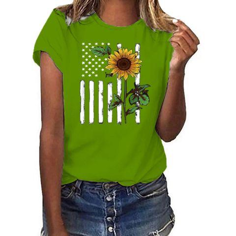 Women's T-shirt Short Sleeve T-Shirts Printing Preppy Style Printing